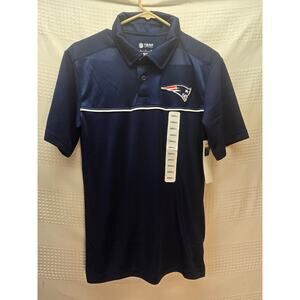 NFL Official Patriots Polo Shirt Mens Sz small Black Logo Collared Football 6673